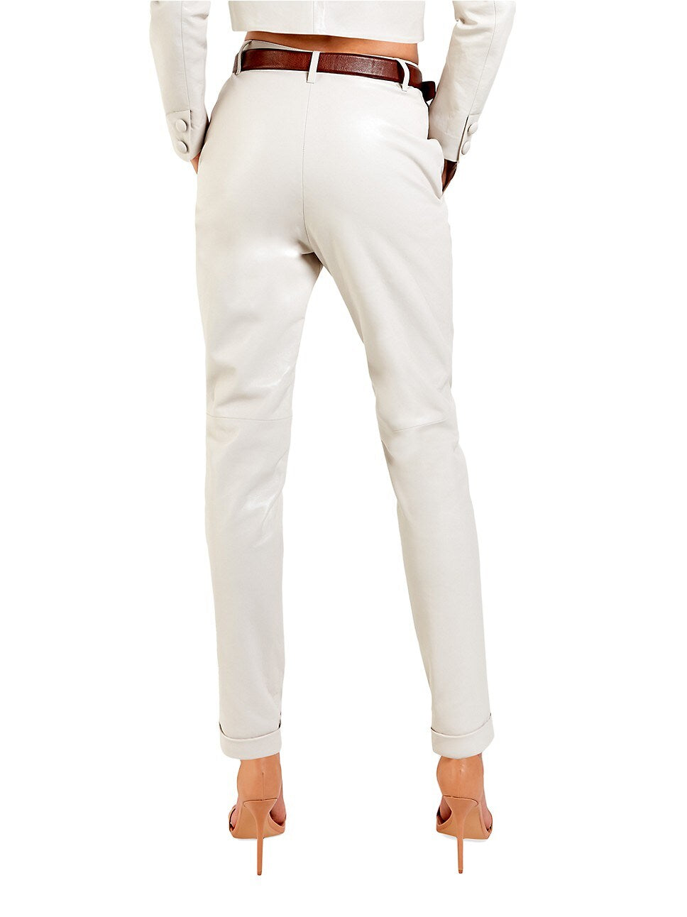 AS by DF Denise Recycled Leather Trouser Buttercream