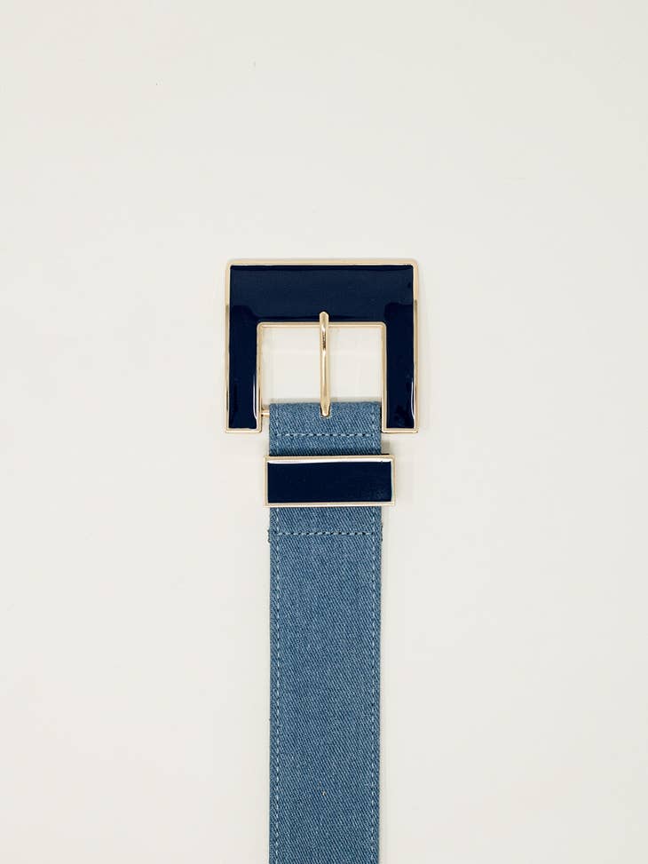 Front picture of the Q2 Denim Belt - CT Grace