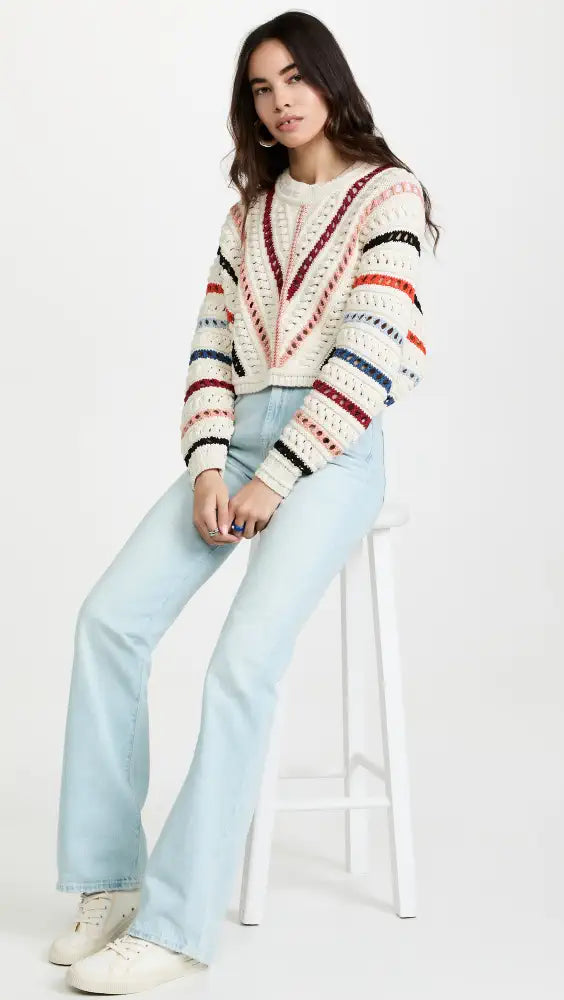 Picture of a model wearing the 7 For All Mankind Easy Boot Jean in Light Wash - CT Grace