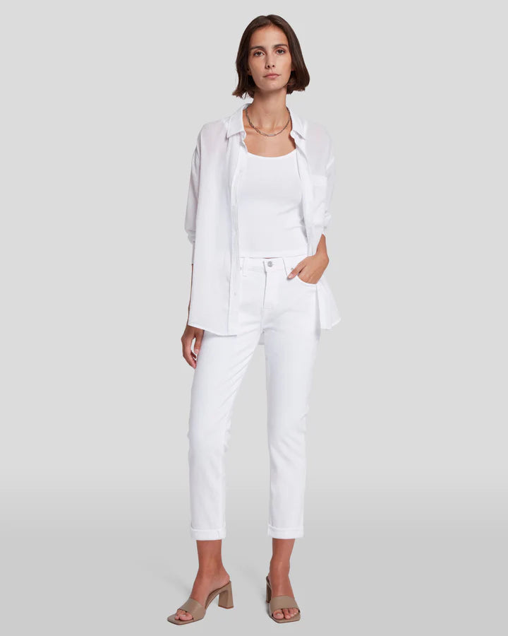 Front picture of a model wearing the 7 for all Mankind Josefina Jeans - CT Grace