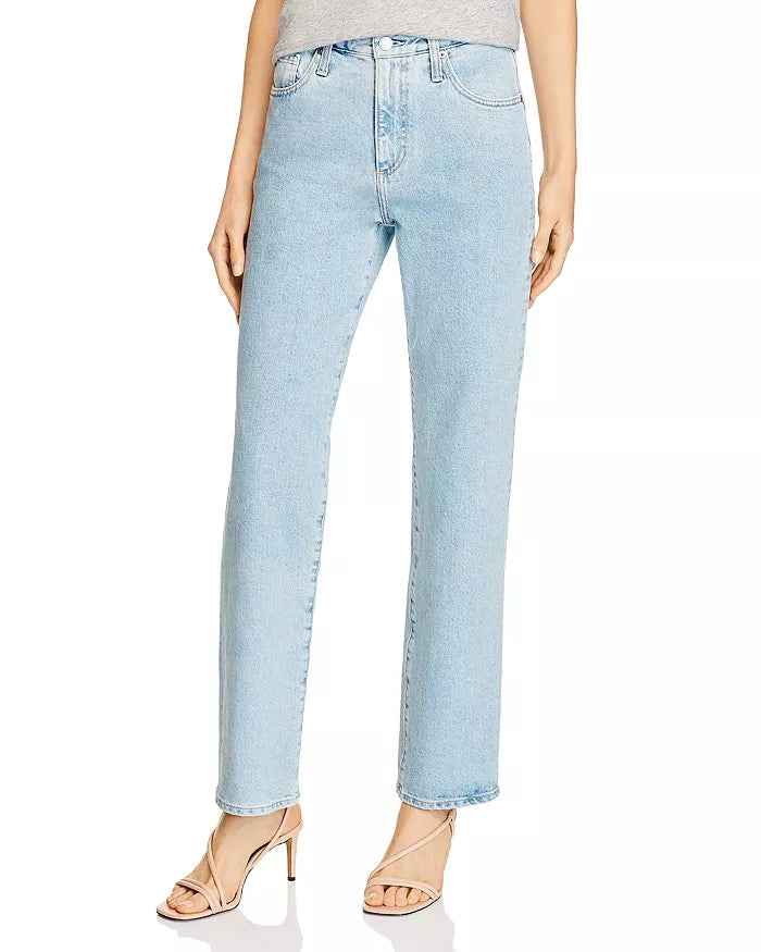 Picture of a model wearing the AG Jeans Alexxis Straight High-Rise Light Jean - CT Grace