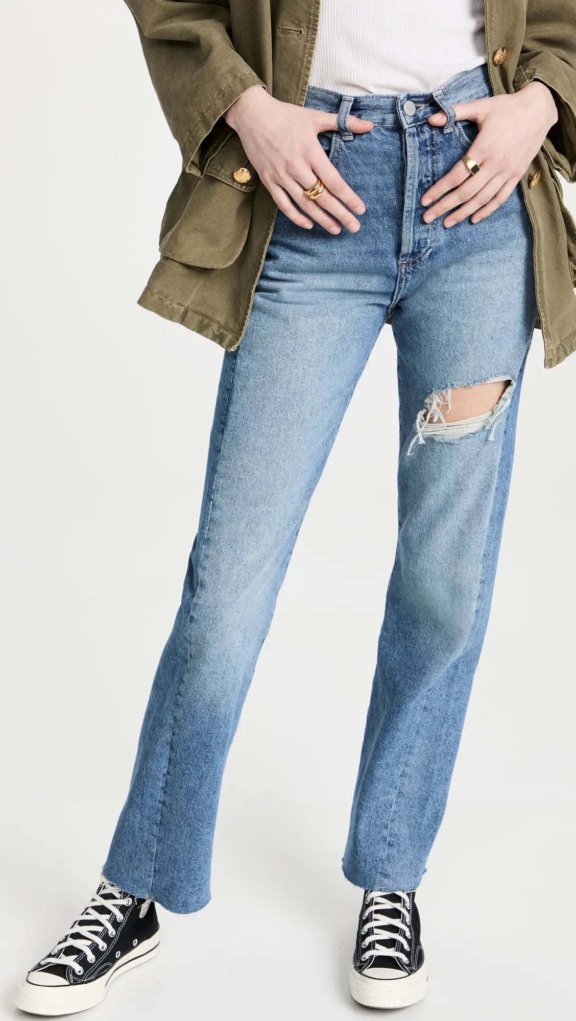 DL 1961 Emilie Straight Ultra High Rise Vintage Bedford Blue Raw