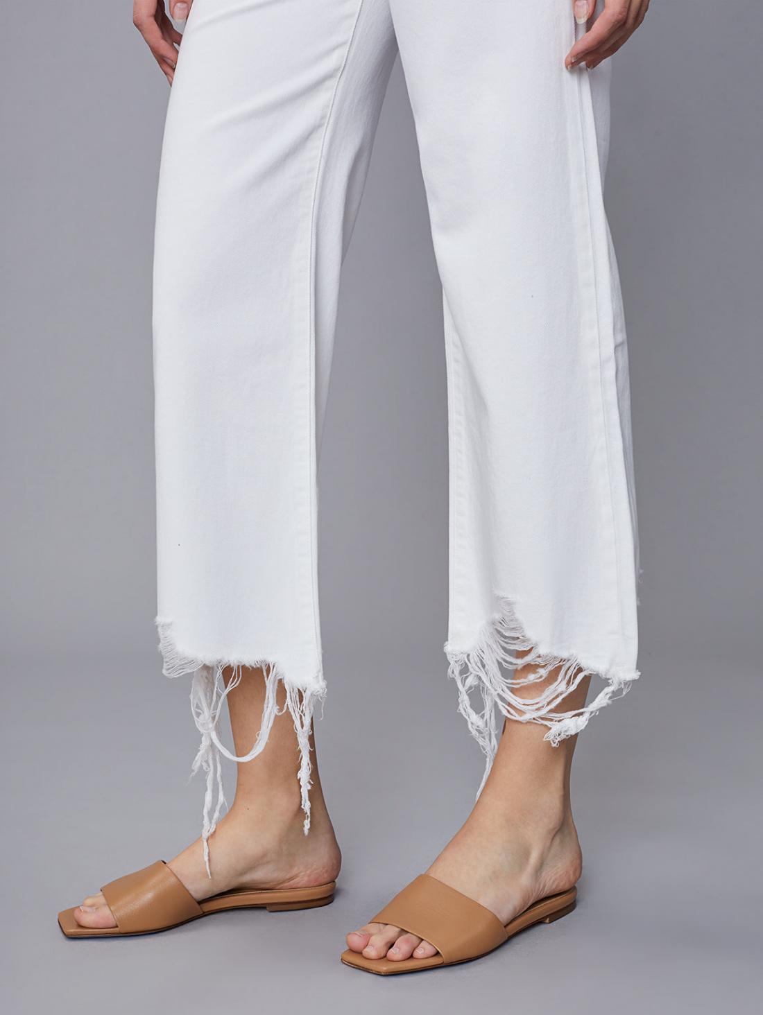 Zoom picture of the DL1969 Hepburn Wide Leg Vintage - White Distressed - CT Grace