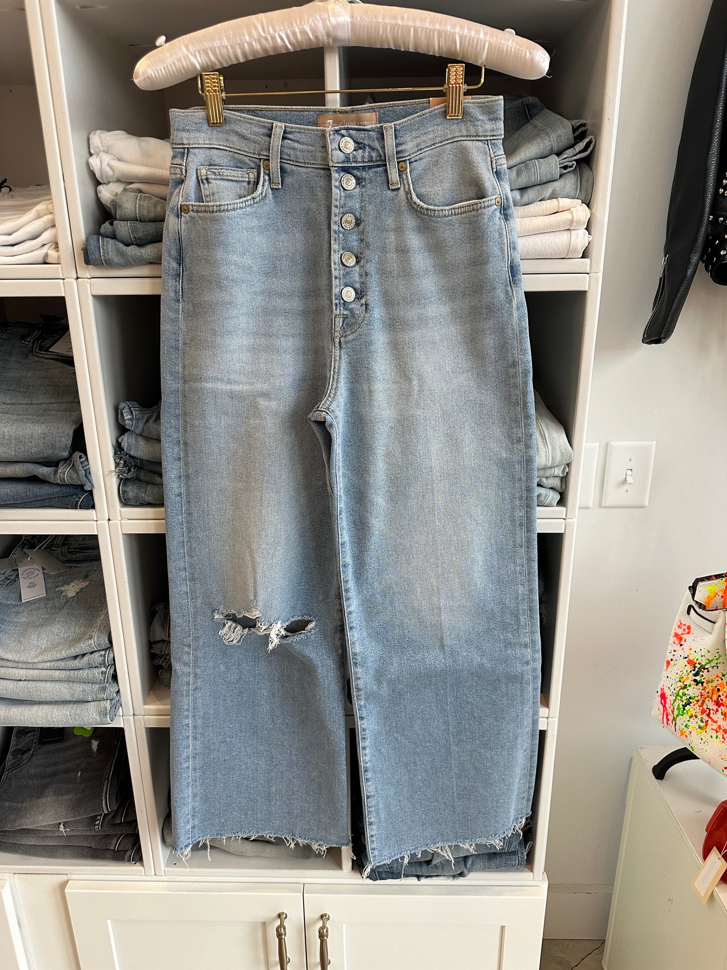 Front Picture of the 7 For All Mankind Women's Luxe Vintage Cropped Jo Trouser Flare Jeans - CT Grace