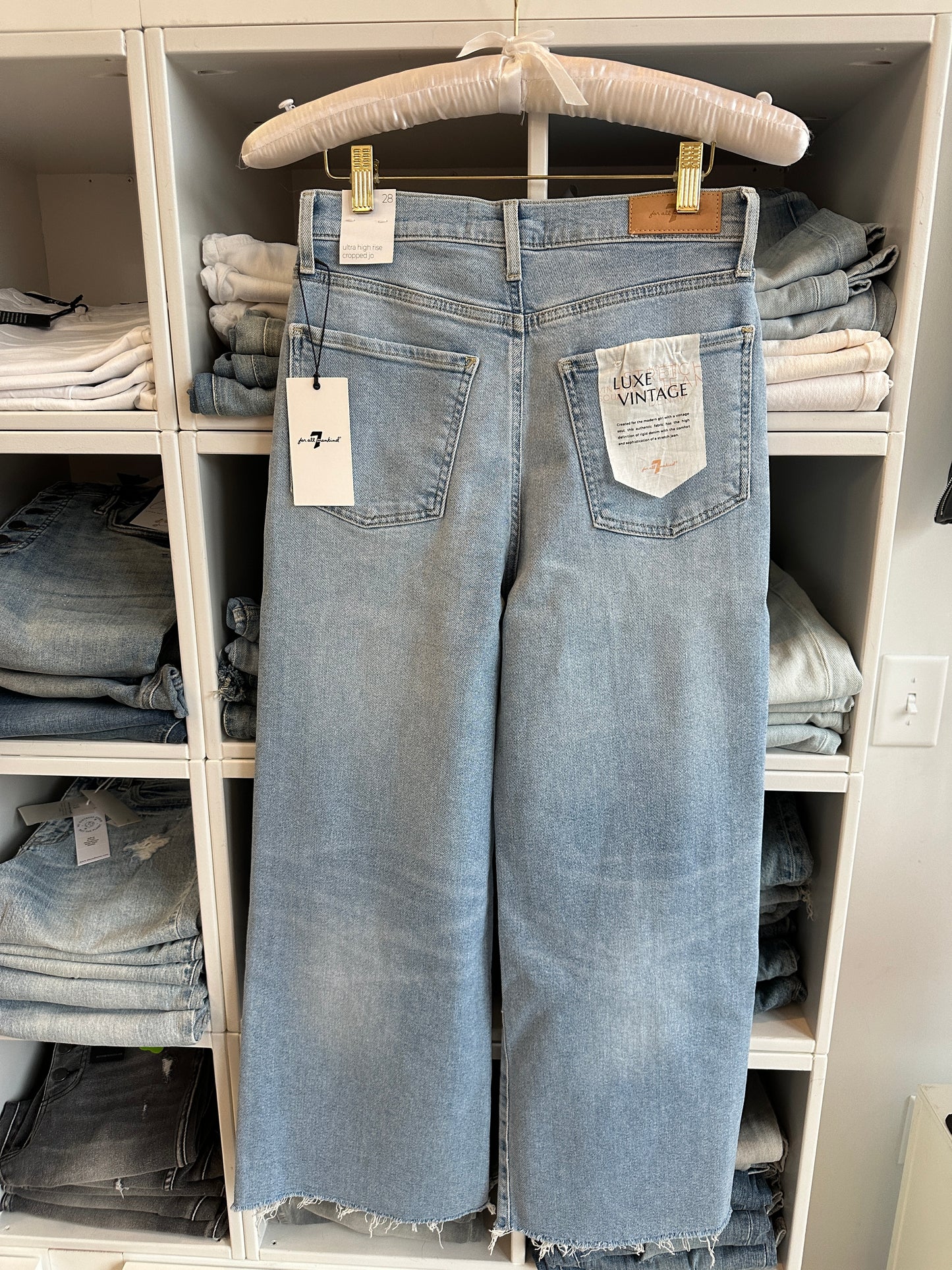 Back Picture of the 7 For All Mankind Women's Luxe Vintage Cropped Jo Trouser Flare Jeans - CT Grace