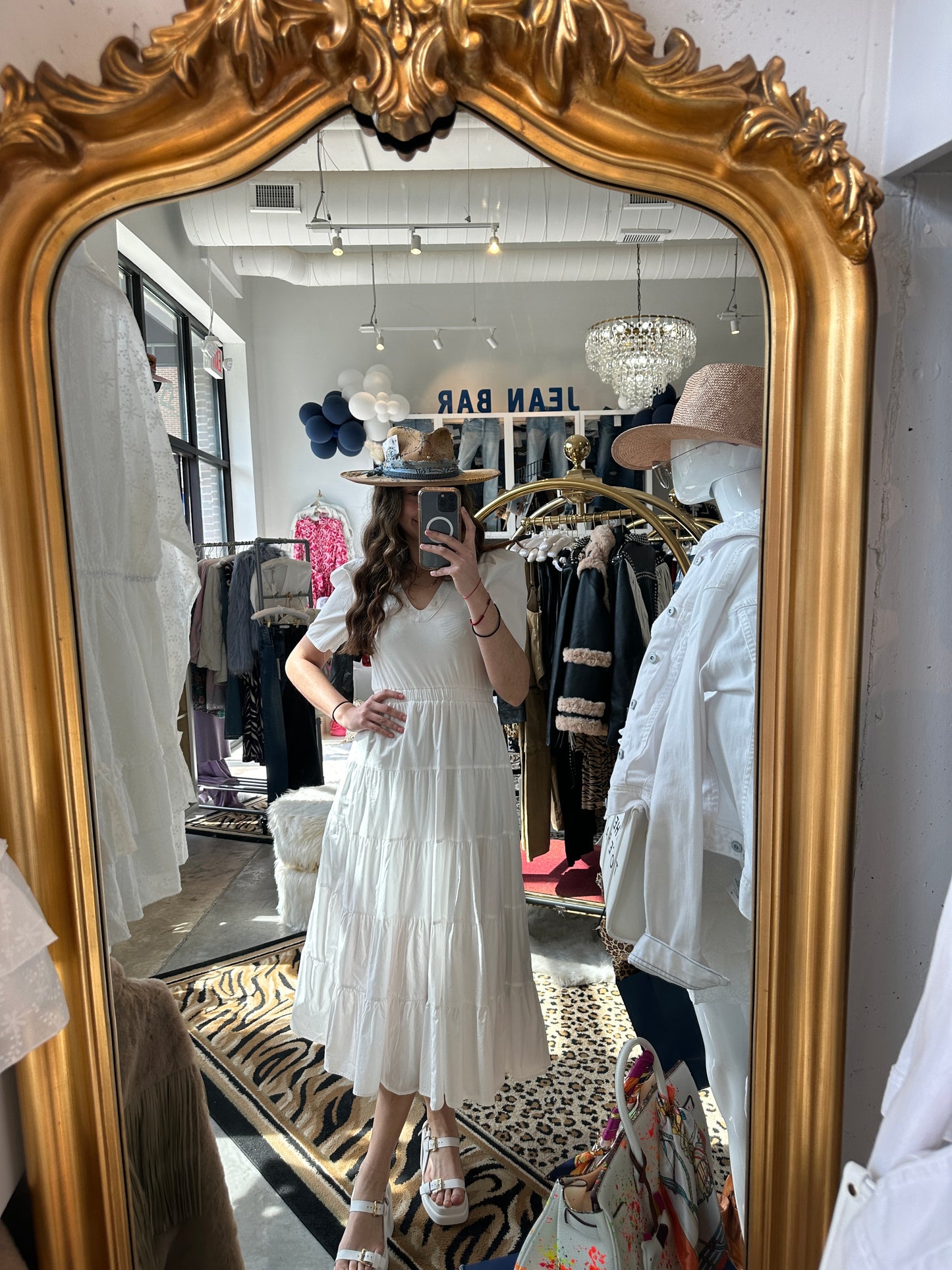 Moon River V-Neck Midi White Dress