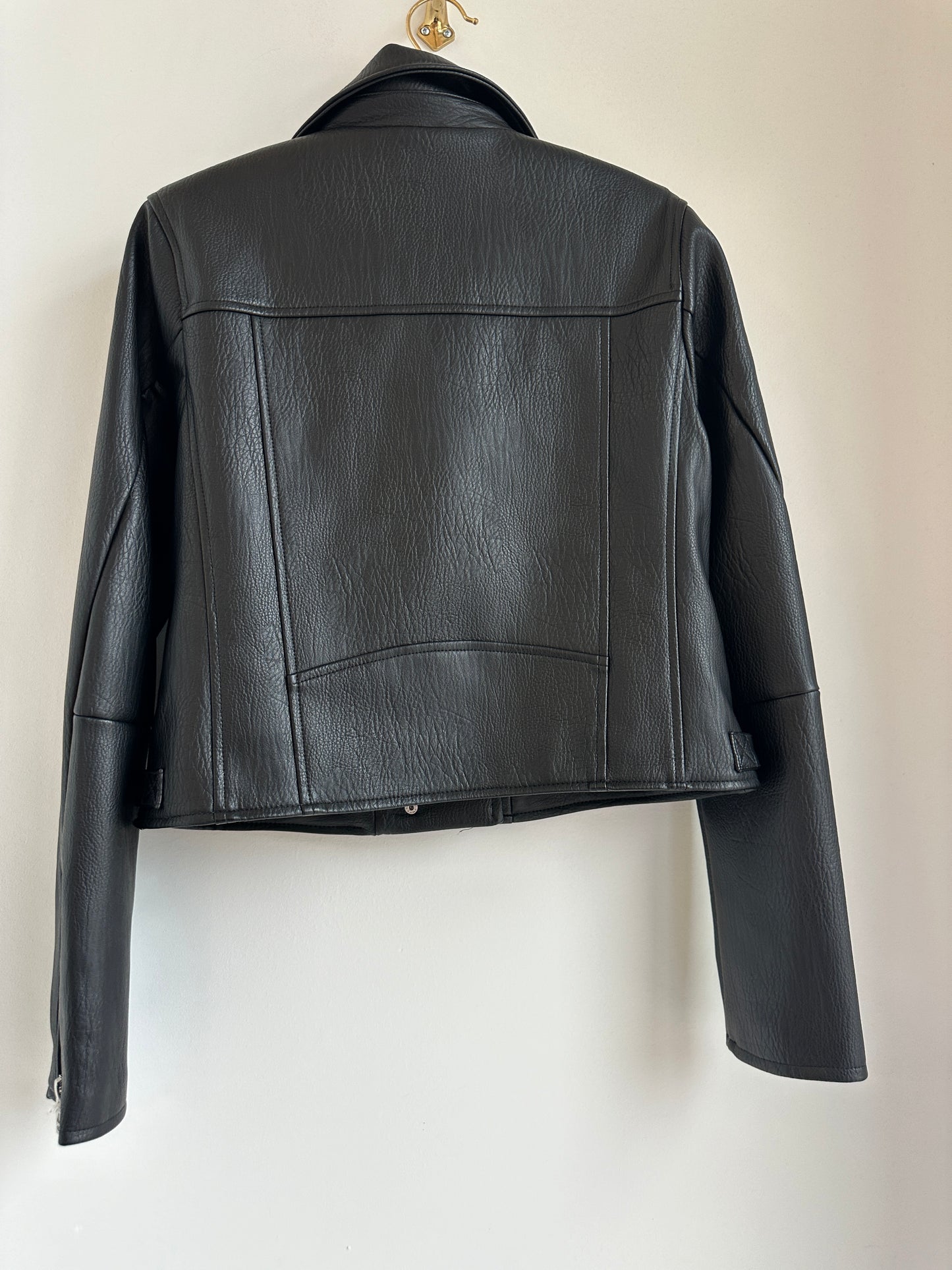 Back Picture of a model using the Blank NYC Jacket All the Time High Black - CT Grace