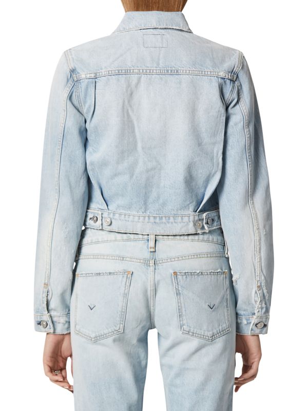 Back Picture of a model wearing the Hudson Lola Shrunken Trucker Jacket - CT Grace