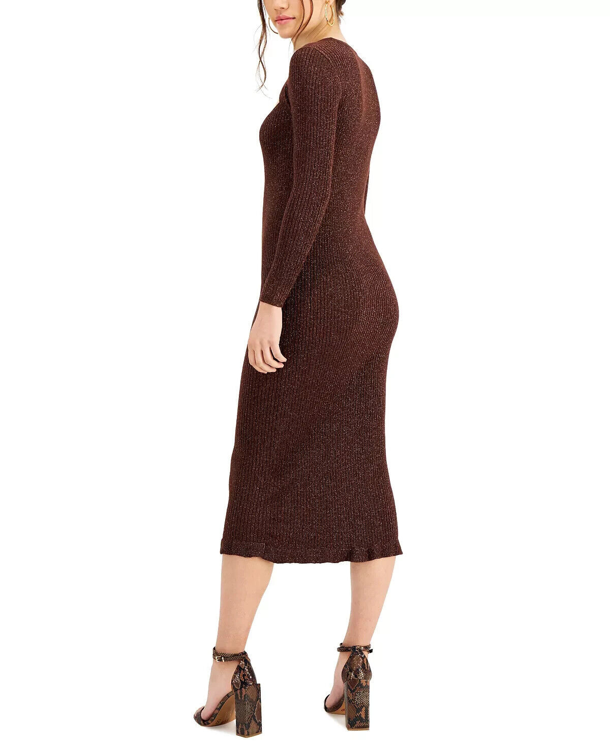 Lucy Paris Bronze Glitter Sweater Midi Dress