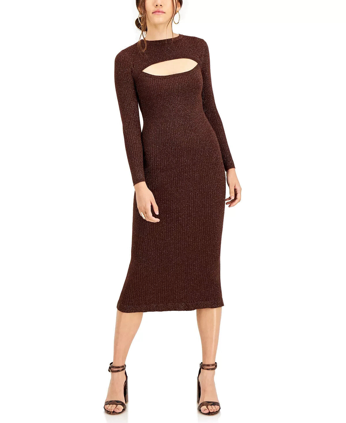 Lucy Paris Bronze Glitter Sweater Midi Dress