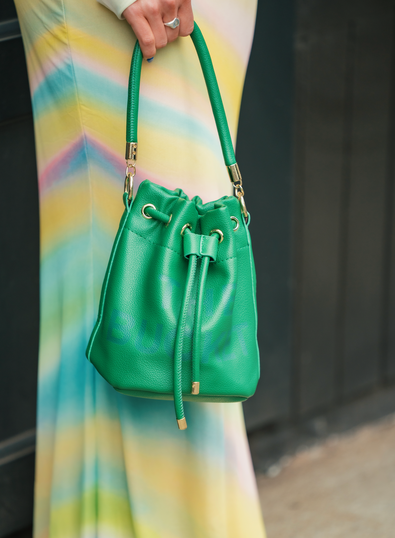 Bestto The Bucket Bag Print Chic Large Smooth Faux Bag