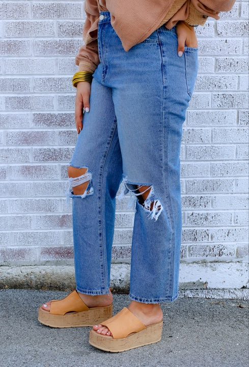 Side Picture of a model wearing the Vervet Jodie 90's Dad Jeans There is You - CT Grace