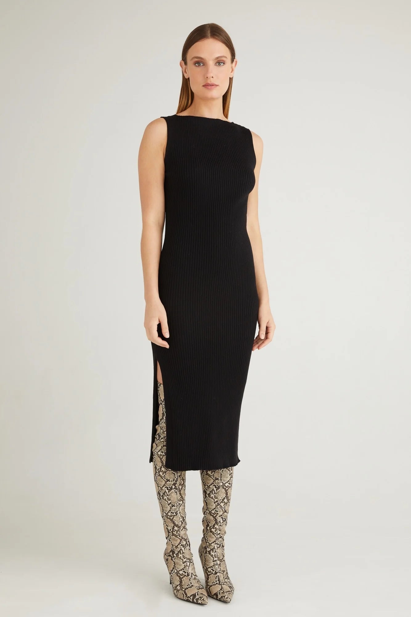 JS71 Black Dress Knit Midi