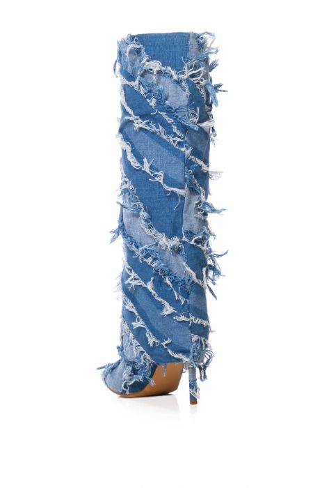 AZALEA WANG Fisher Fold Over Boot In Denim
