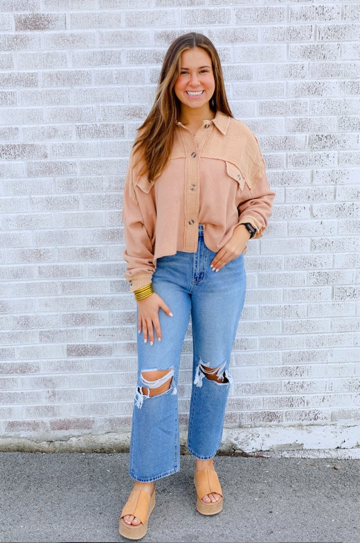 Picture of a model wearing the Vervet Jodie 90's Dad Jeans There is You - CT Grace