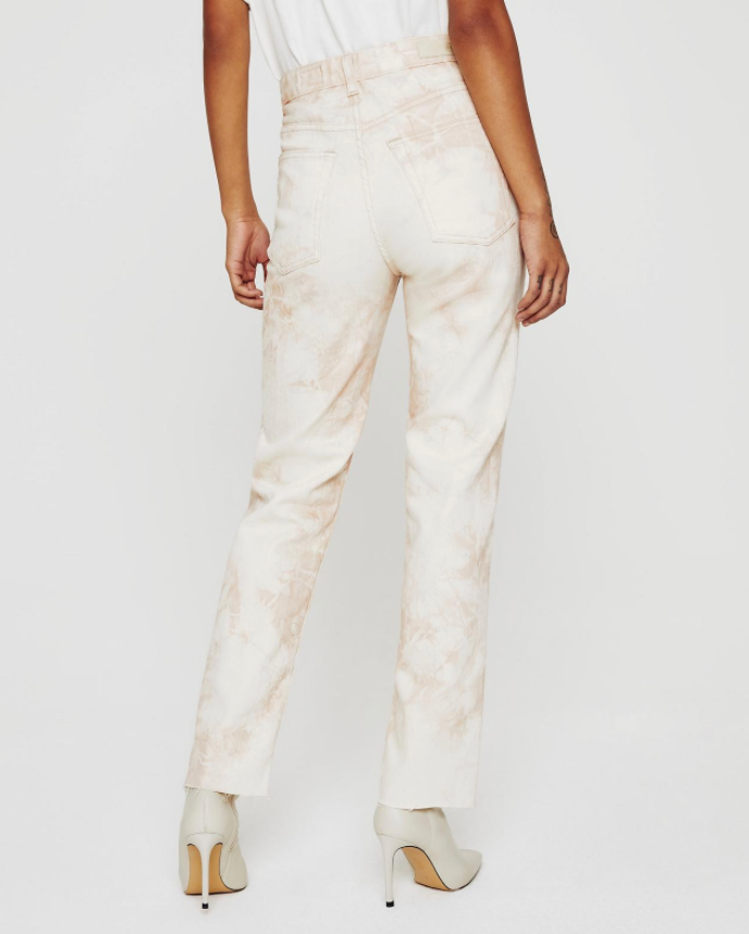 back Picture of a model wearing the AG Alexxis Crop Jeans - Tie dye mauve orchid - CT Grace
