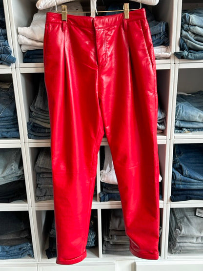 ASbyDF Denise Recycled Leather Trouser - Coco Red