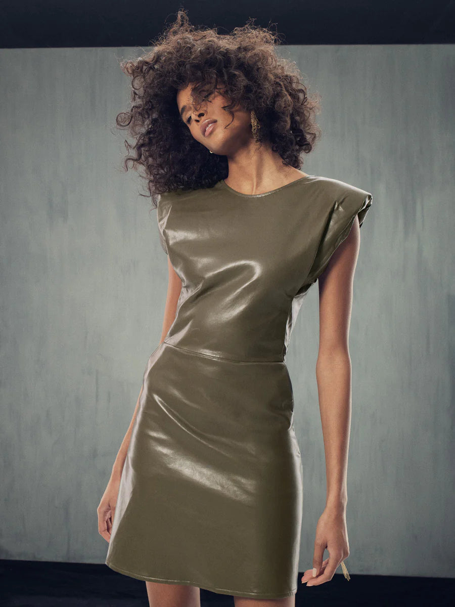 ASbyDF PT Elizabeth Leather Olive Dress