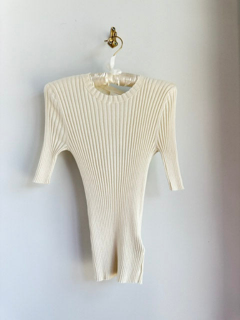 Picture of the 7 For All Mankind Rib Crew neck Top Ivory - CT Grace