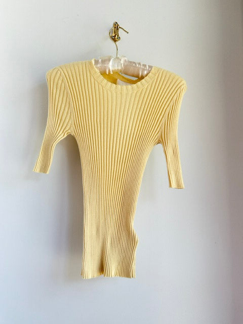 Picture of the 7 For All Mankind SS Rib Neck Top Light Lemon - CT Grace