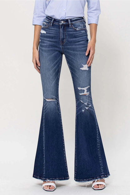 Flying Monkey High Rise Distressed Flared Jeans