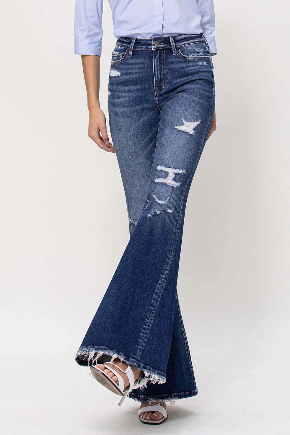 Flying Monkey High Rise Distressed Flared Jeans