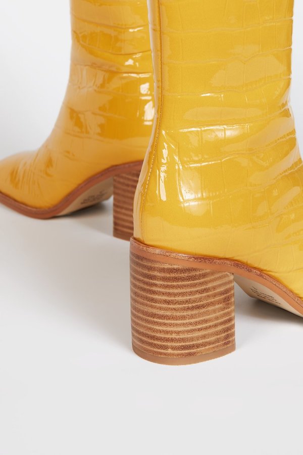 Intentionally Blank Marigold Embossed Patent Leather
