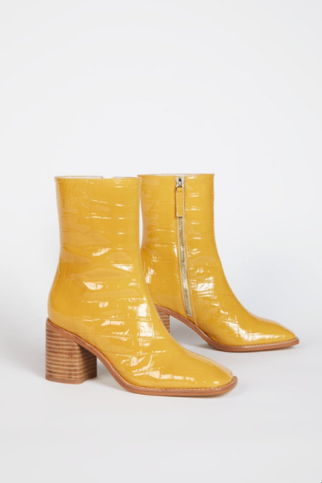 Intentionally Blank Marigold Embossed Patent Leather