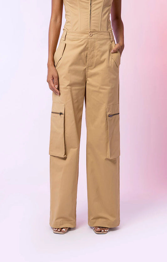 Line & Dot Vivienne Khaki Cargo Pants