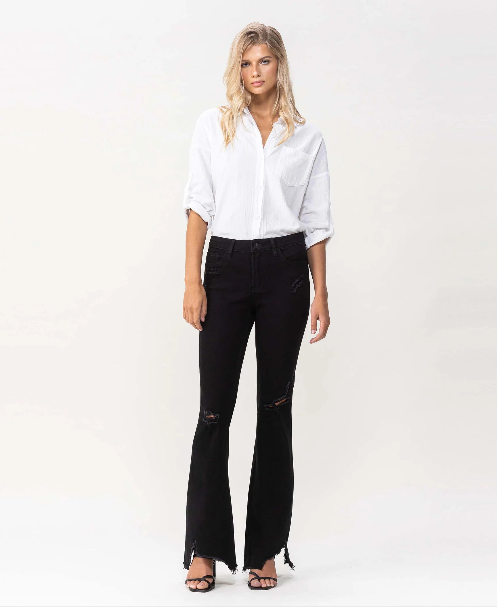 Picture of the Flying Monkey Mid-Rise Jet Black Flare With Hem Detail - CT Grace
