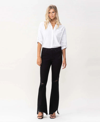 Picture of the Flying Monkey Mid-Rise Jet Black Flare With Hem Detail - CT Grace
