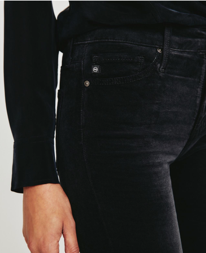 AG Jeans Farrah Skinny Black Velvet Pants