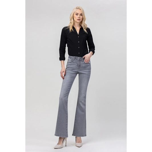 Front picture of a model wearing the Flying Monkey Mid-Rise Flare Assuring - CT Grace